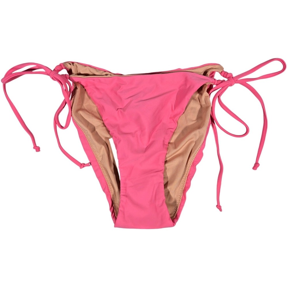 J. Crew Curved-waist cheeky‎ string bikini bottom with beads Tea Rose M NWT